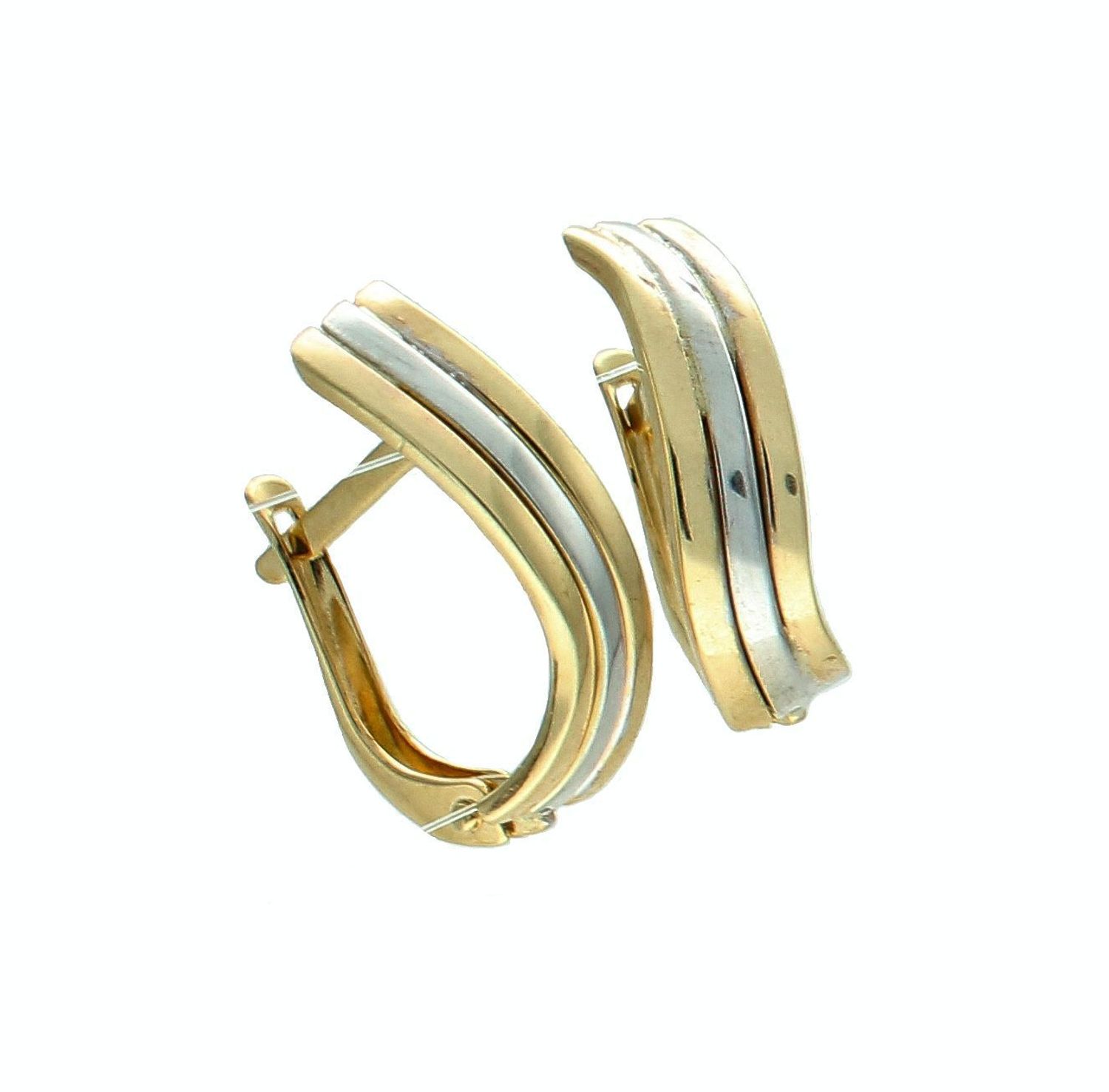 Złote kolczyki damskie 375 angielskie z białym złotem KL 2549 375 (2).jpg